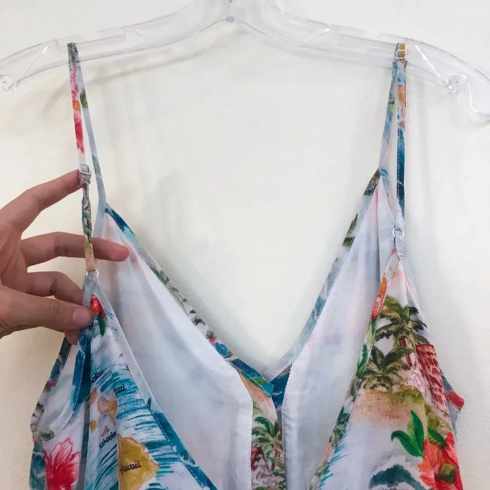 Majorelle Tropical Patterned Aloha Resortwear Button Down Strappy Romper XS - Picture 9 of 13